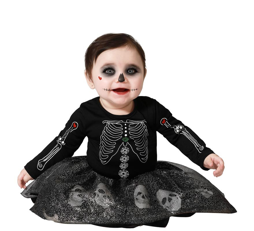 Glitter Skulls Skeleton Costume for girl and baby