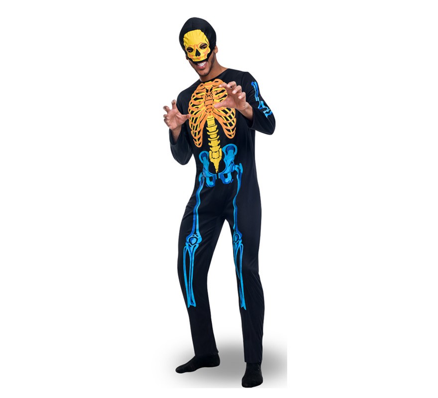 Disfraz de Esqueleto de colores para hombre