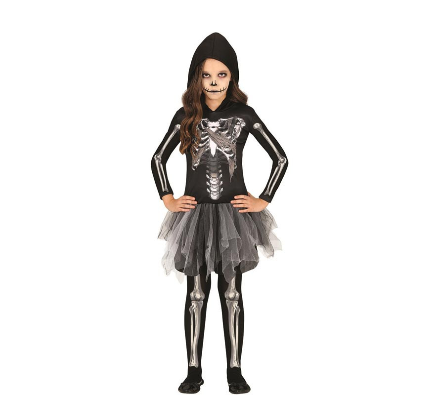 Gray Hooded Skeleton Costume for Girl