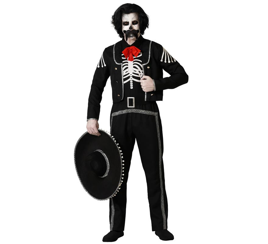 Black Mexican Skeleton Costume for Men