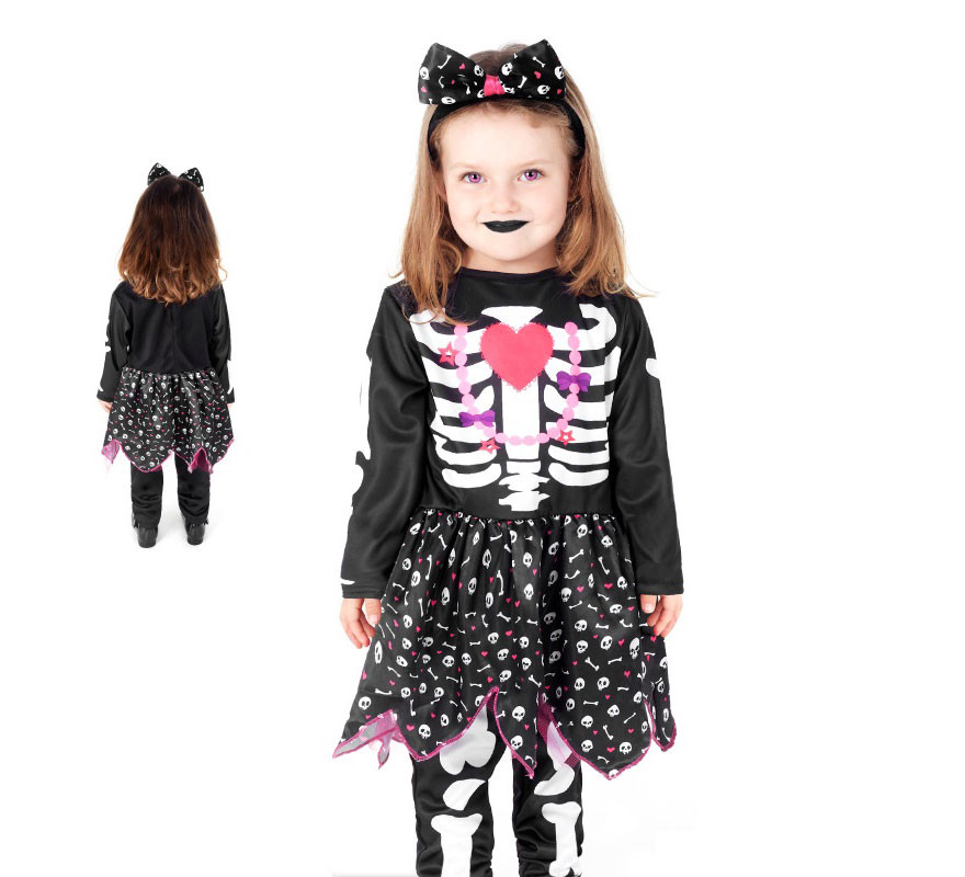 Black and pink skeleton costume for girl