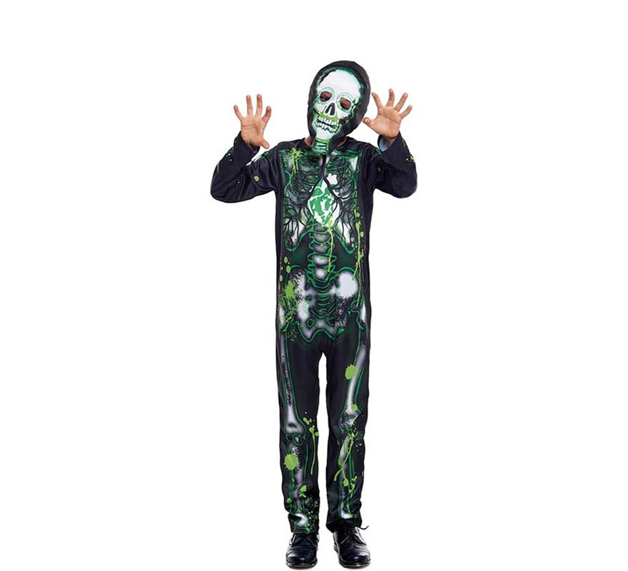 Black Radioactive Skeleton Costume for Boys