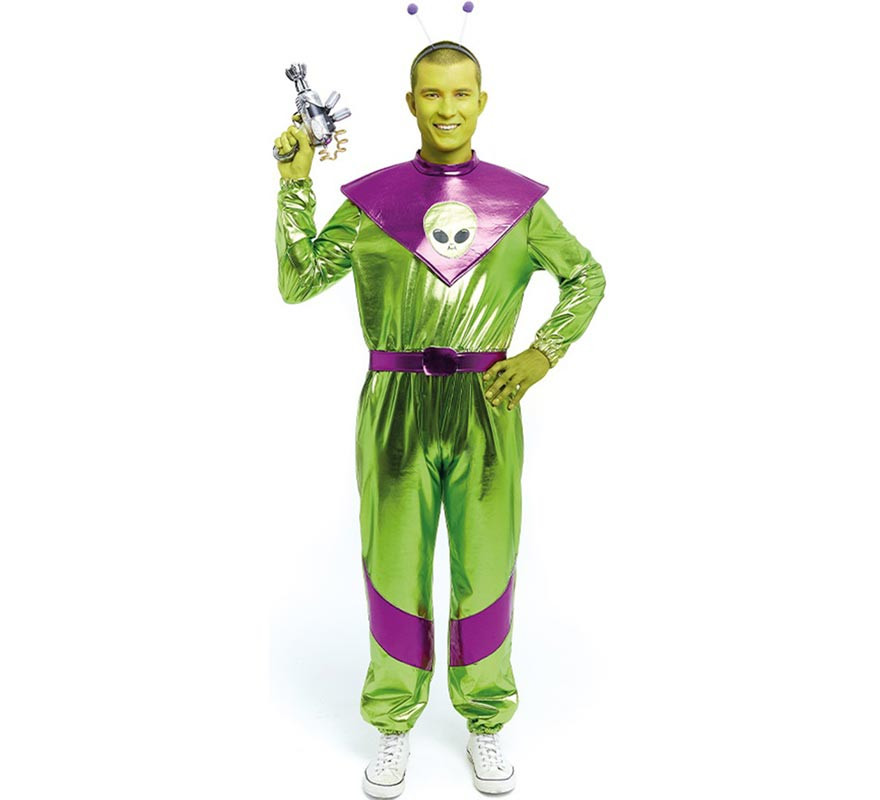 Costume da alieno verde e viola per uomo
