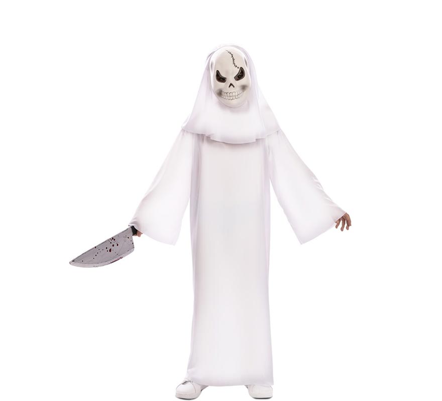 White Ghost Costume with Mask for Boys