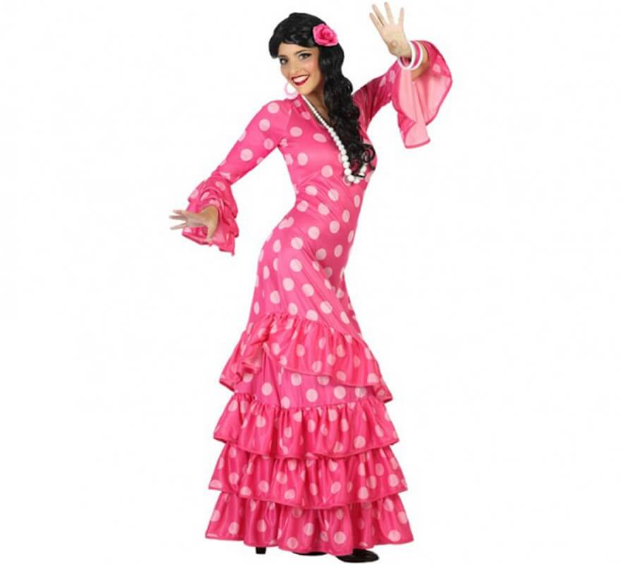 Disfraz de Faralae rosa con lunares rosas para mujer
