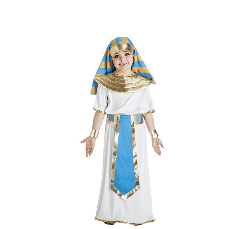 Violeta Suavemente munición Disfraz de Faraón Egipcio blanco y azul para niño