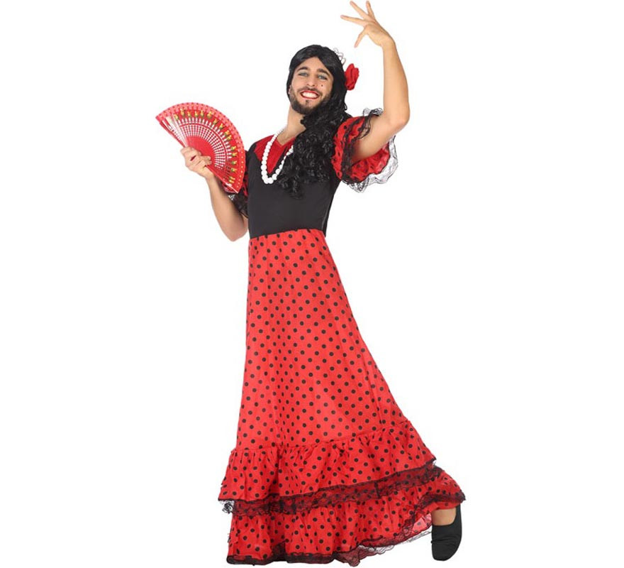 Disfraz de Flamenca lunares para hombre