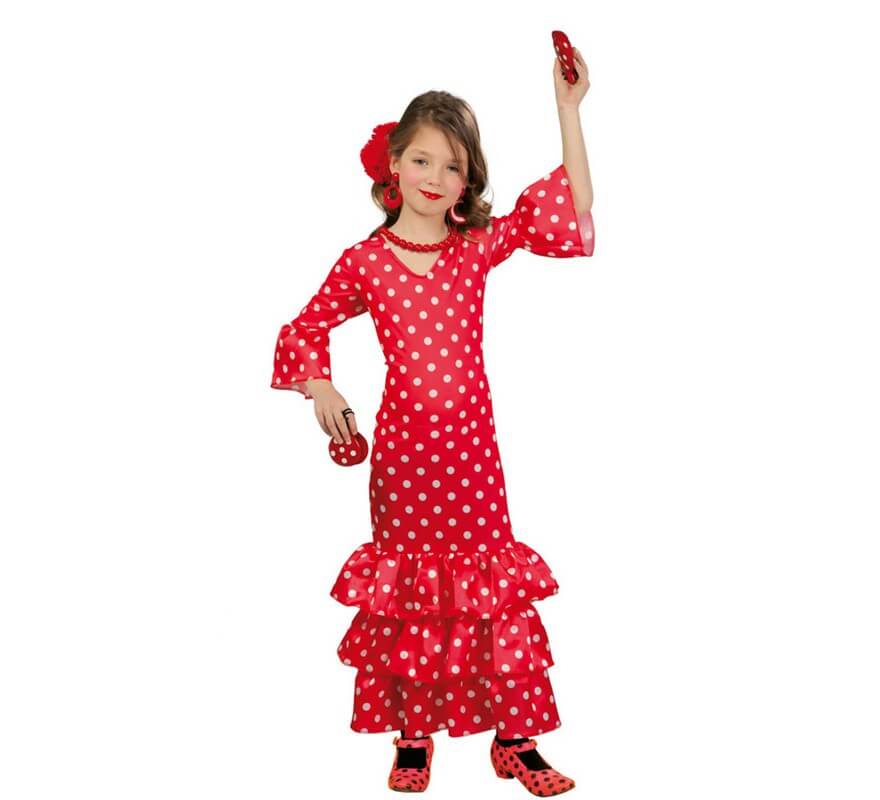 Disfraz de Flamenca rojo para niñas