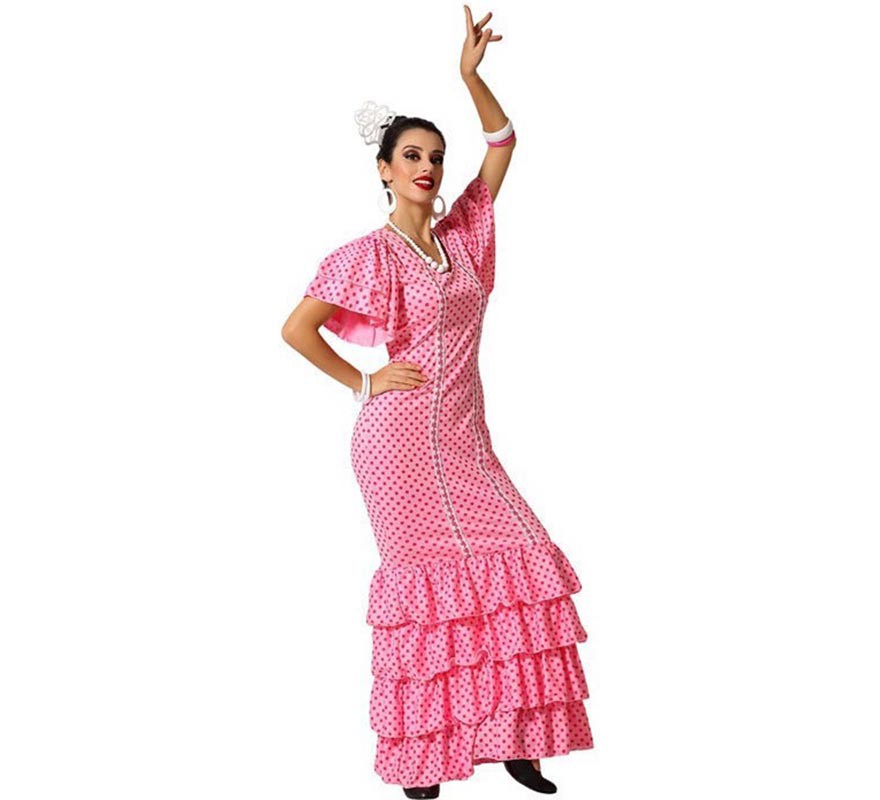 Establecimiento masa comienzo Disfraz de Flamenca Rosa para mujer