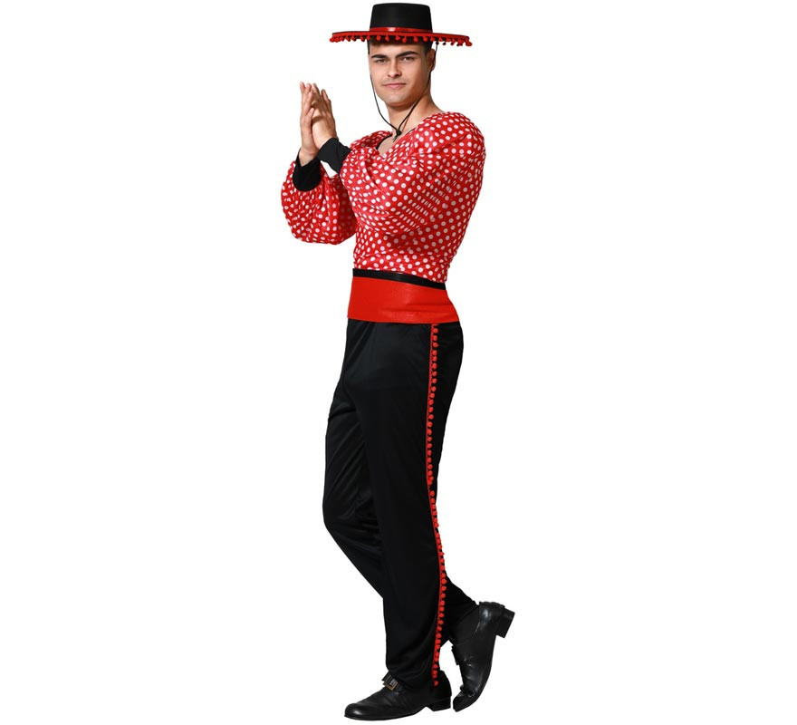 Red and black flamenco costume for men