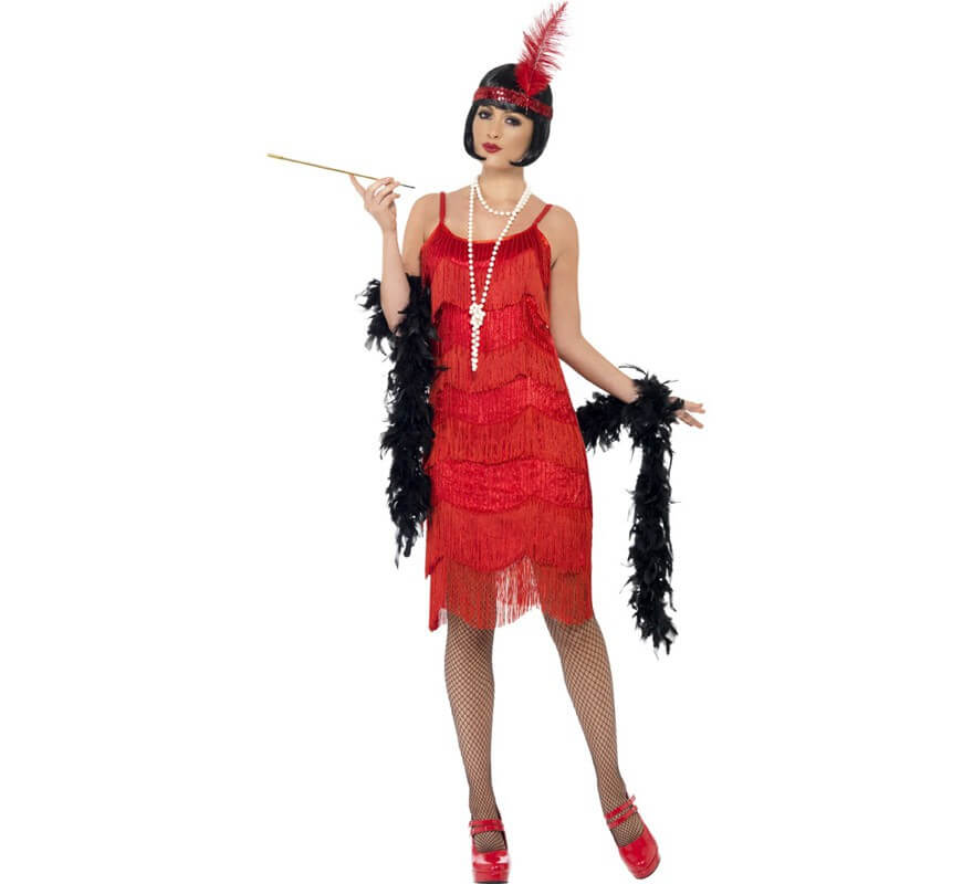 Disfraz de Flapper Locos años 20 Rojo para Mujer