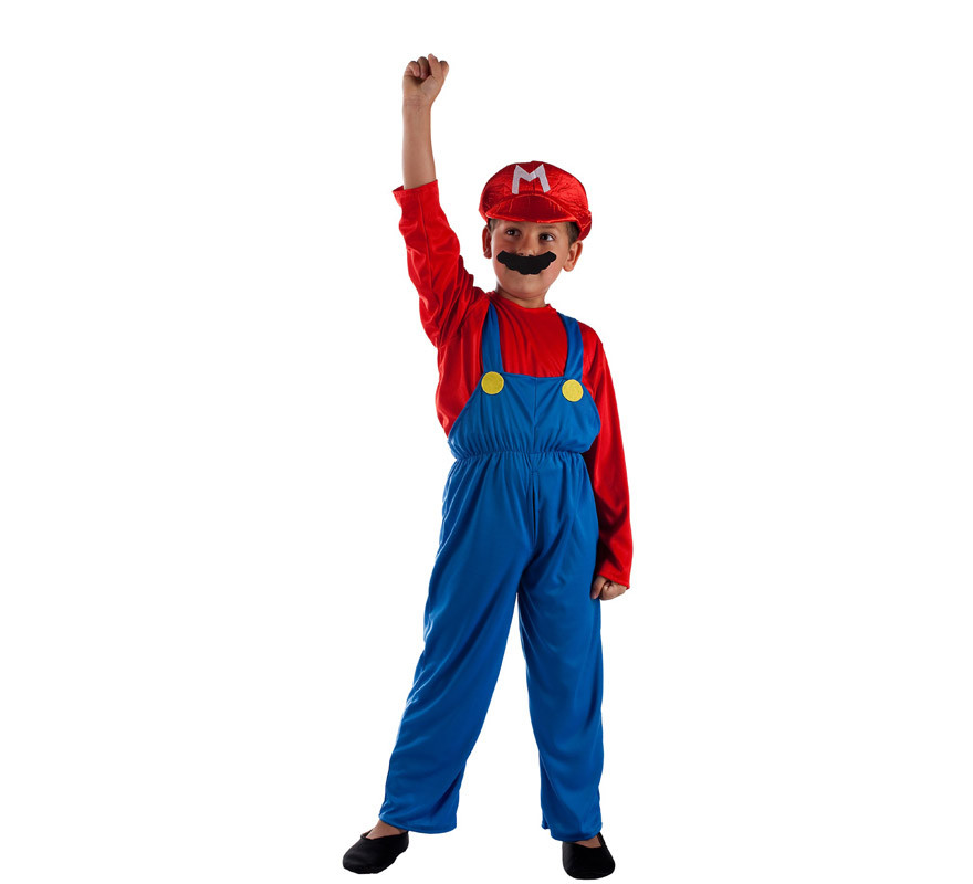 Costume da idraulico per videogiochi per ragazzi