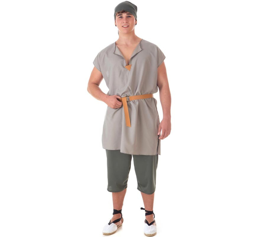 Gray Medieval Fruit Bowl costume with scarf for men