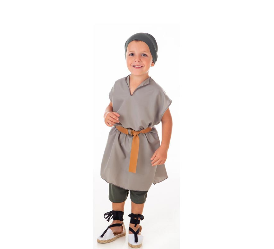 Gray Medieval Fruit Bowl costume with scarf for children