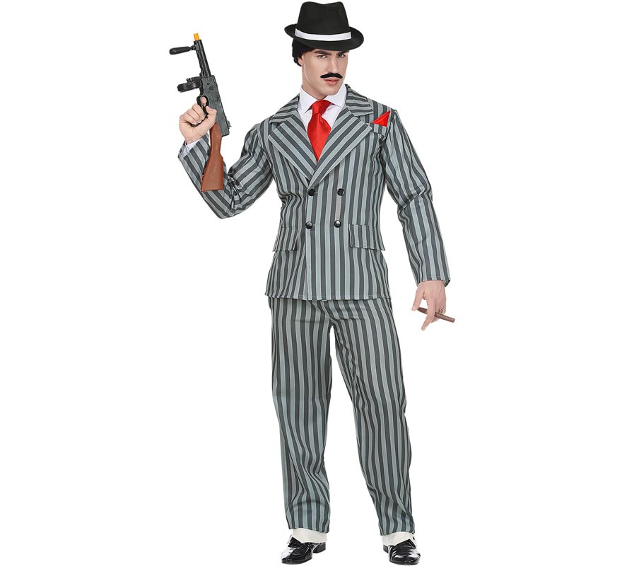 Men's grey striped gangster costume