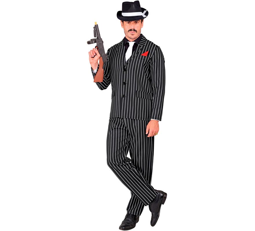 Black and white striped gangster costume for men