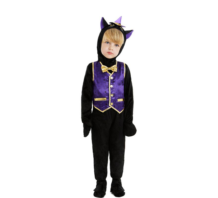 Baby and Toddler Kitty Costume in Hooded Suit with Bow Tie