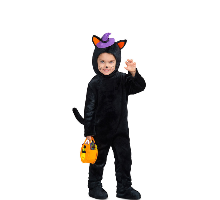 Disfraz de Gatito Negro con Calabaza para bebé y niños