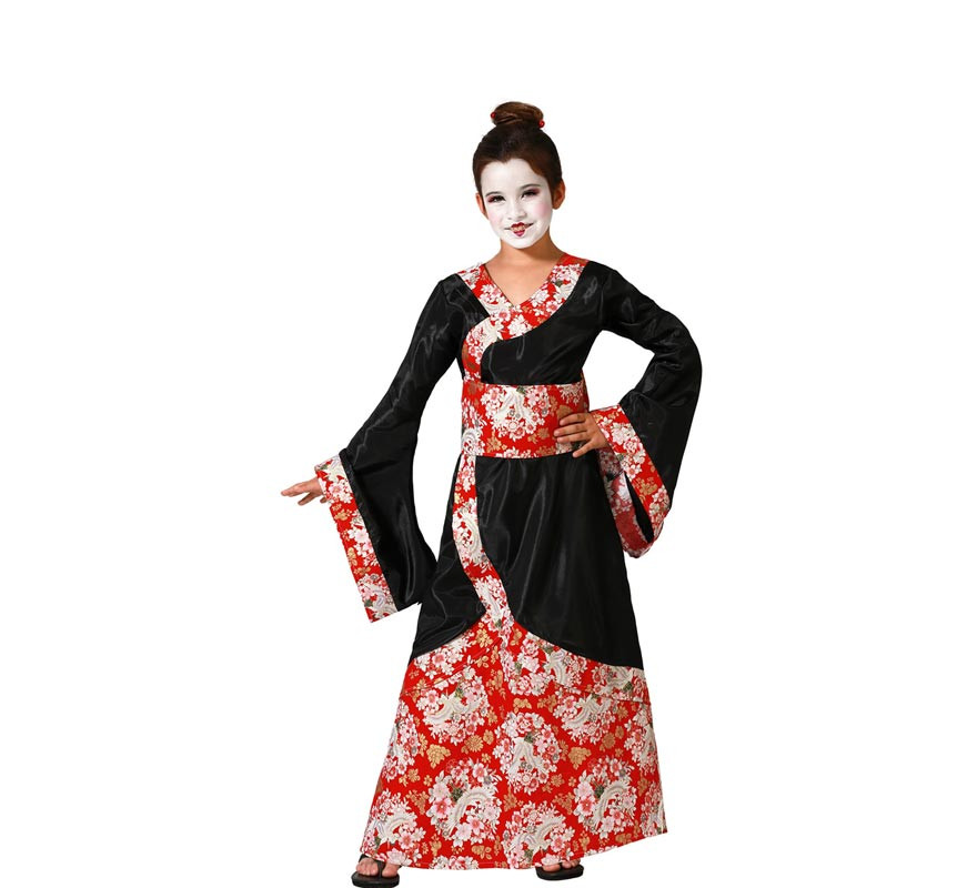 Black and red classic Geisha costume for girl