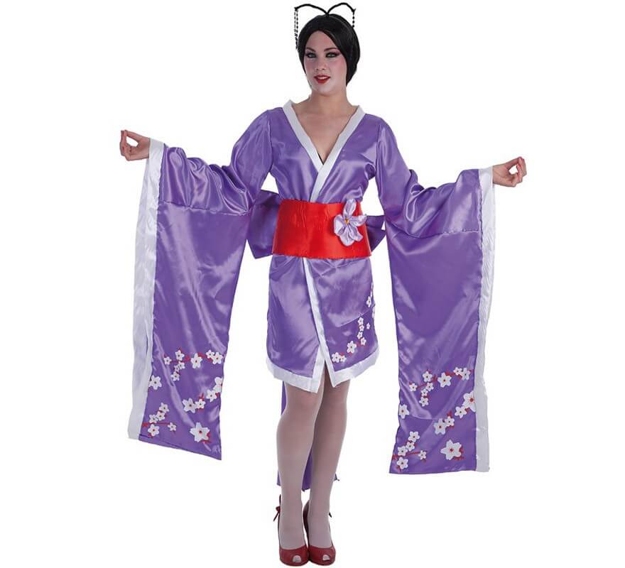 Disfraz de Geisha con flores para mujer