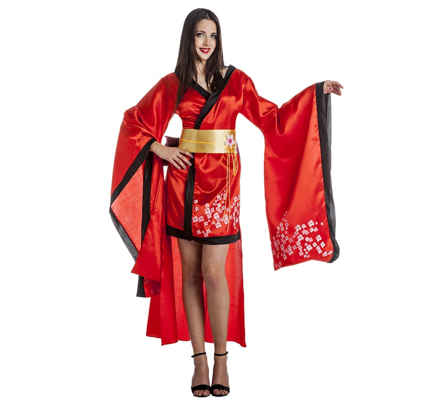Disfraz de Geisha Rojo para mujer