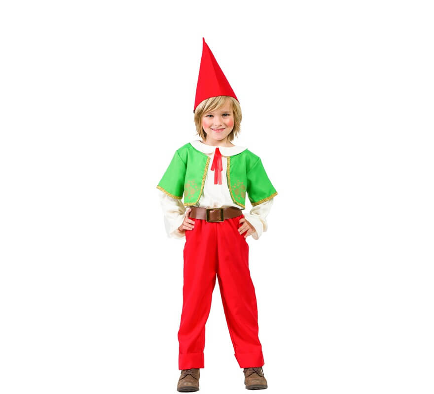 Disfraz de Gnomo Rojo y Verde para niño