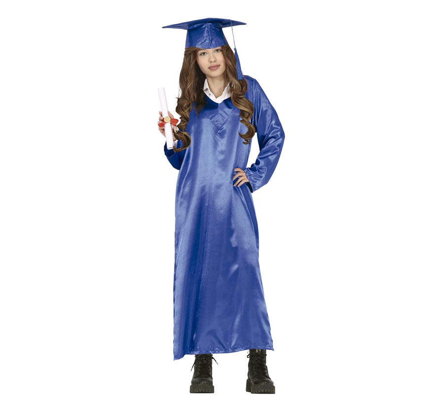 Fato de formatura azul para adolescentes