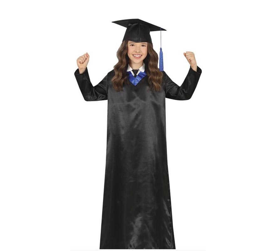 Blue and black graduate costume for children and teenagers