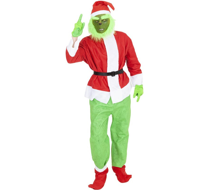 Grinch costume with hat and mask for men