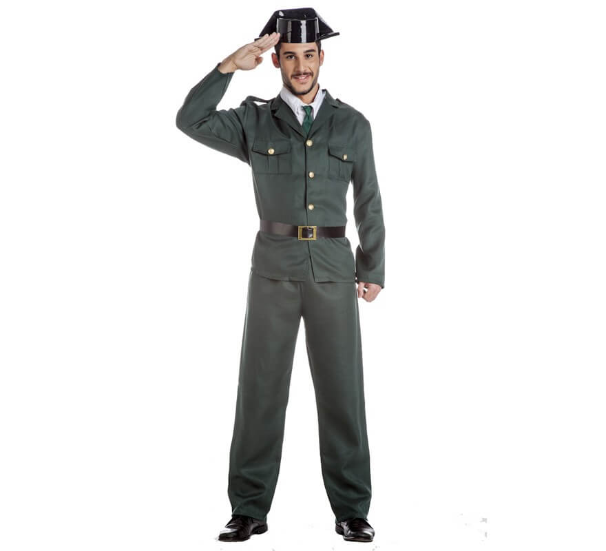 panel Fatídico intencional Disfraz de Guardia Civil con Tricornio para hombre
