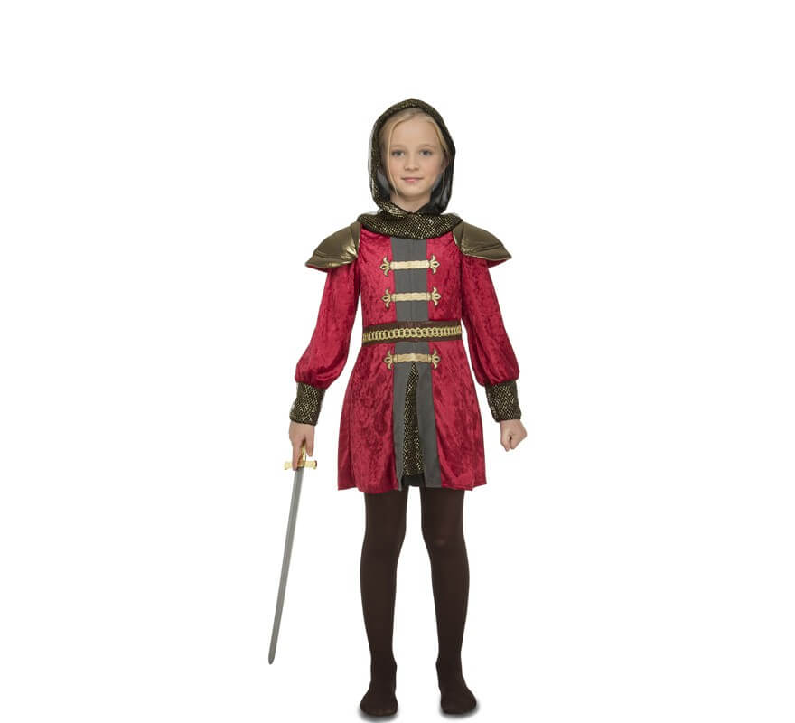 Red Medieval Warrior Costume for Girl