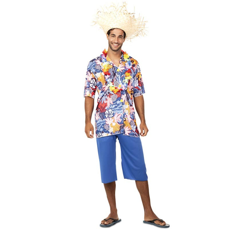 Disfraz de Hawaiano Azul para hombre