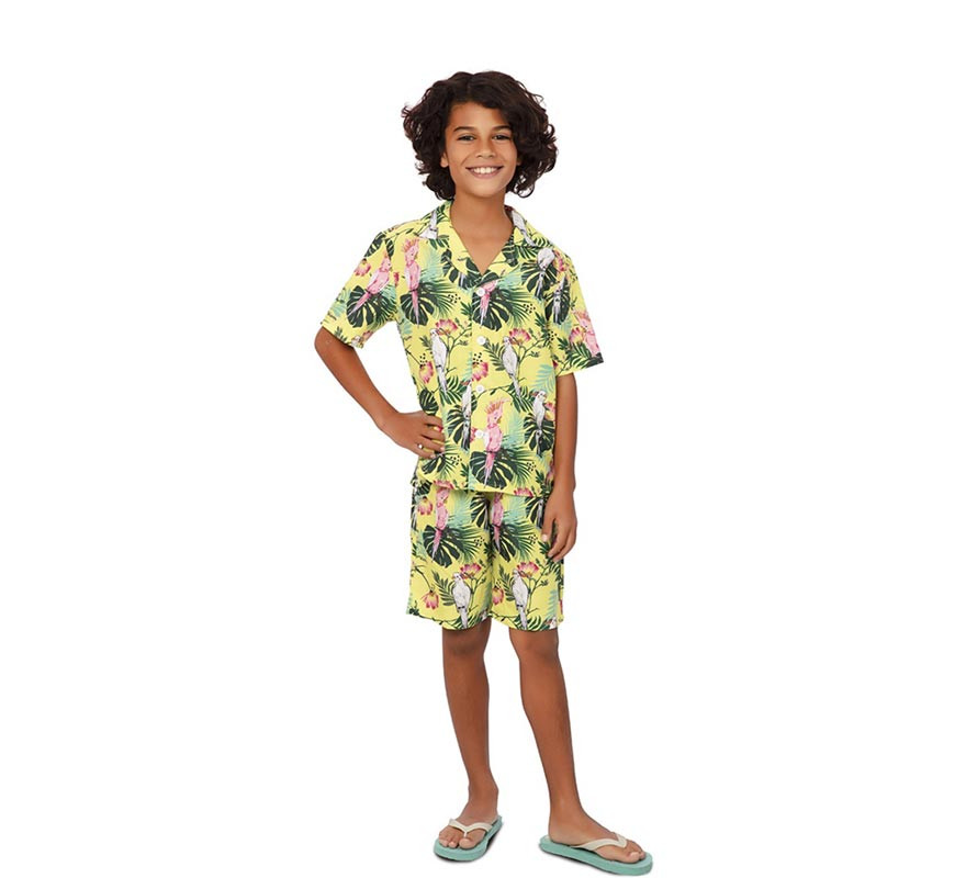 Children's Hawaiian Floral Print Green Costume