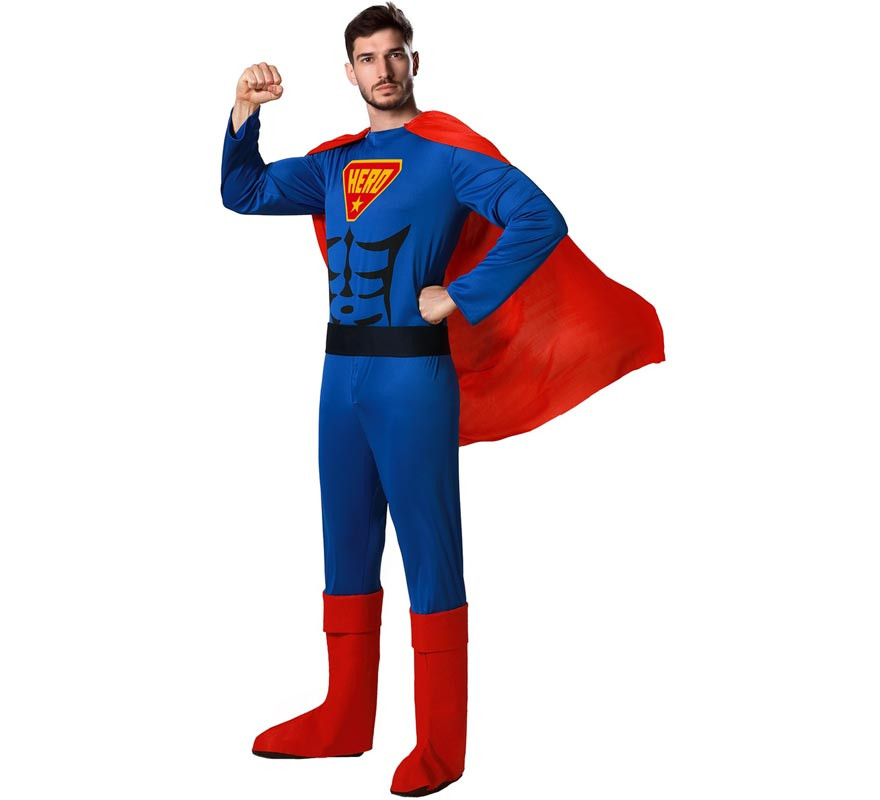 Blue and red Comic Book Hero costume for men