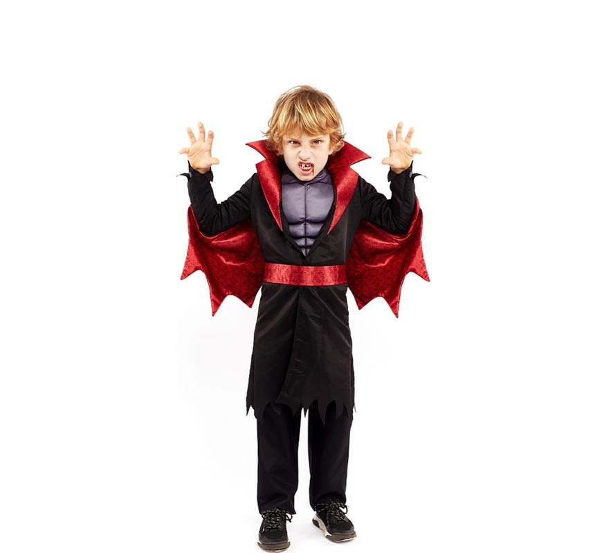 Black and red Vampire Hero costume for children and teenagers