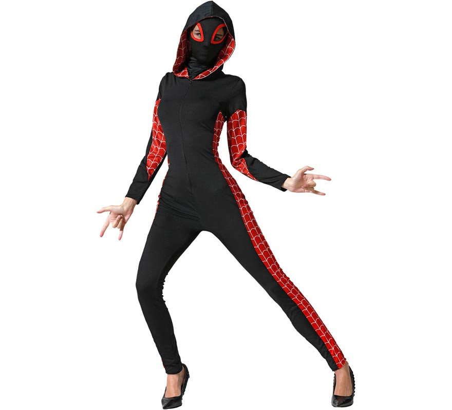 Black and red Arachnid Heroine costume for women