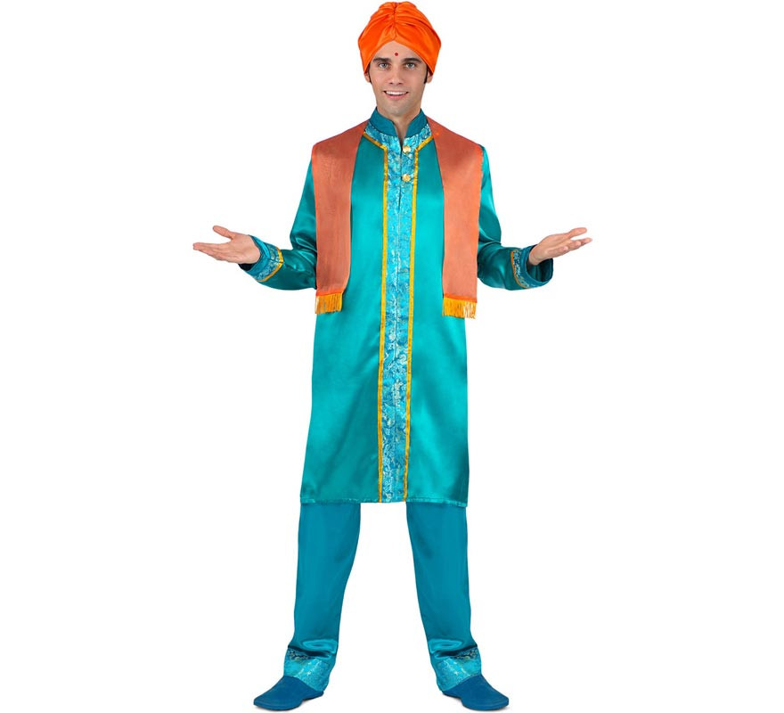 Elegant blue and orange Hindu costume for men