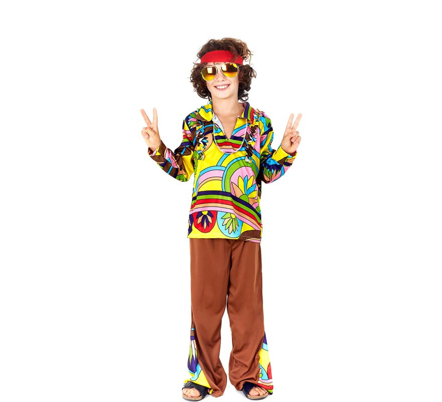 Costume Homme Années 80 Disco - Chemise & Pantalon Évasé Imprimé Hippie, Style 70s/90s, Pour Fête à Thème, Carnaval, Soirée Déguisée