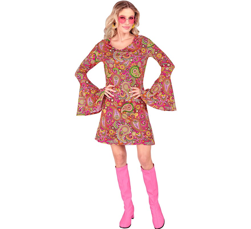 Fato hippie fashion Paisley dos anos 60 para mulheres