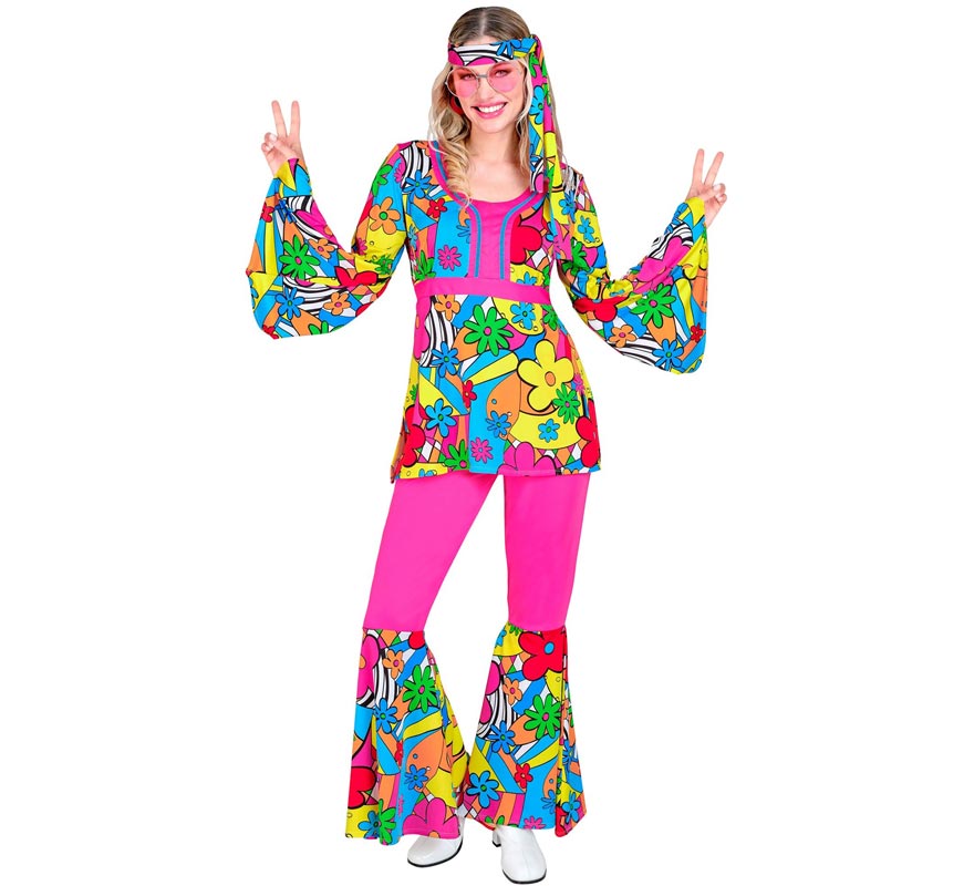 Women's 60s Hippie Cartoon Flower Costume