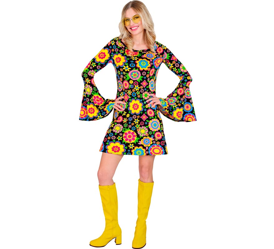 60er-Jahre-Blumen-Mode-Hippie-Kostüm für Damen