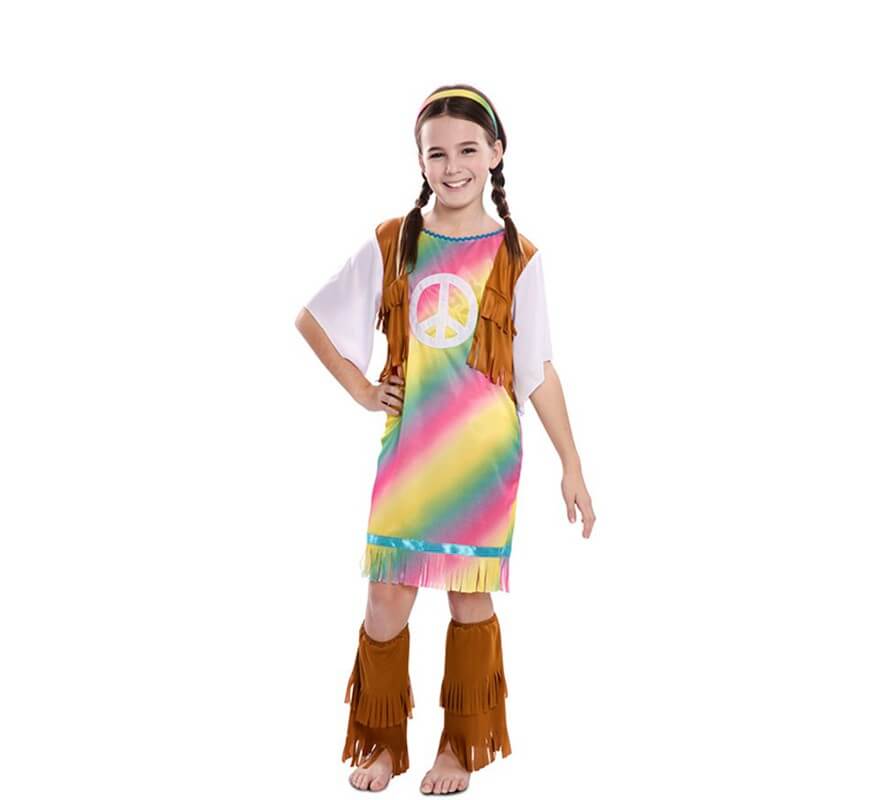Costume da hippy arcobaleno per bambina