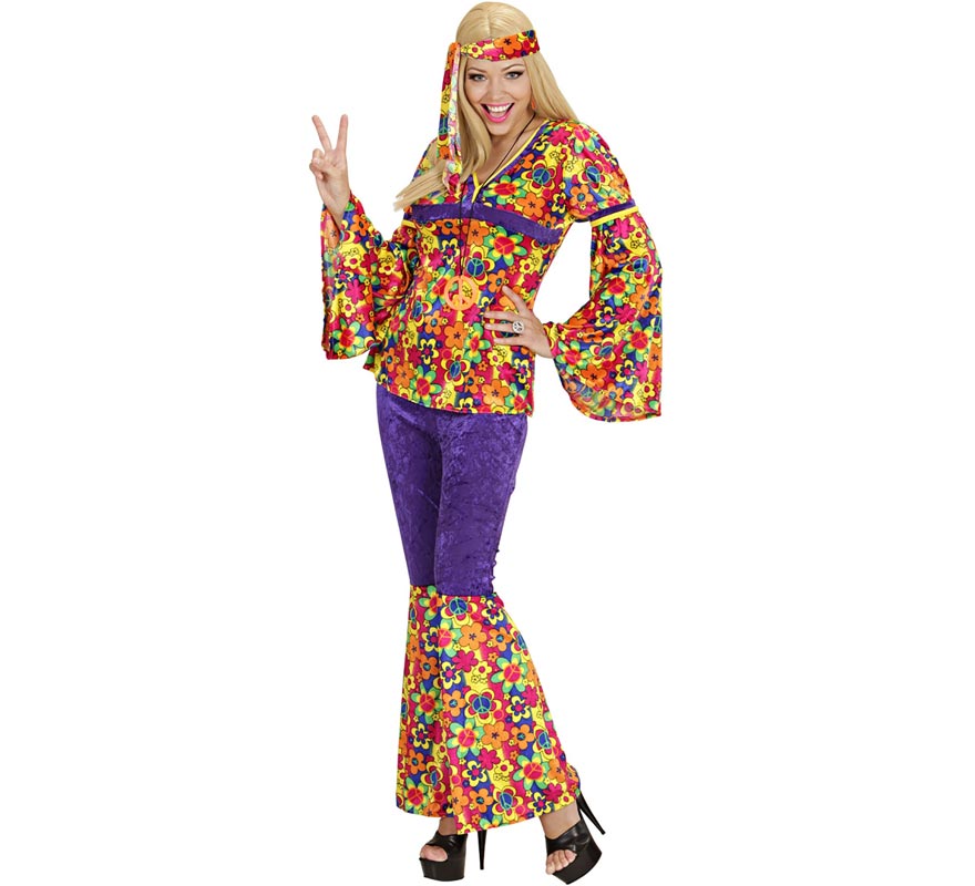 Costume da hippie con campana di velluto da donna