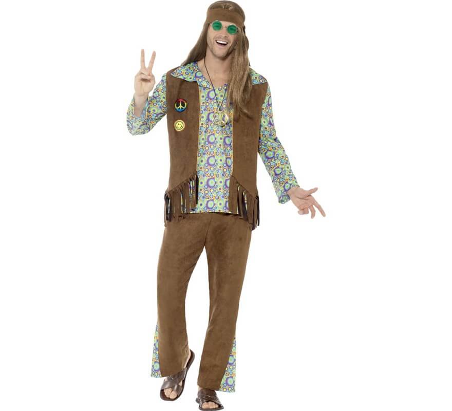 limpiador Accidental Integral Disfraz de Hippie con Flecos para hombre