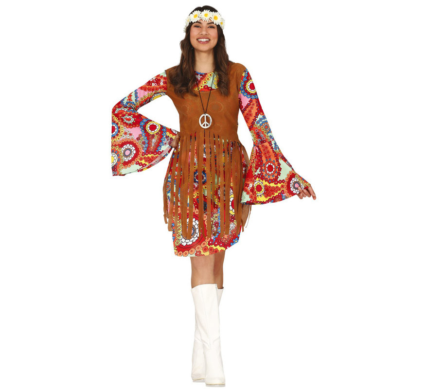 Costume hippie con abito corto per donna