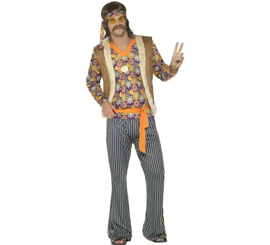 choque corazón perdido Inolvidable Disfraz de Hippie Floreado Años 60 para hombre