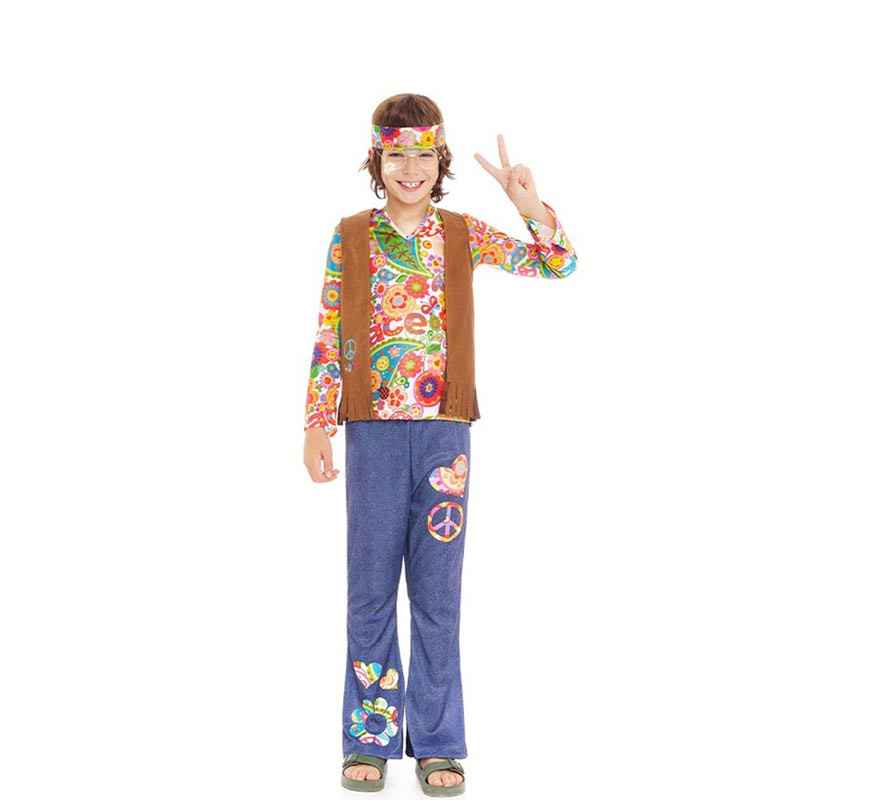 Fato de Hippie Flores com colete para criança