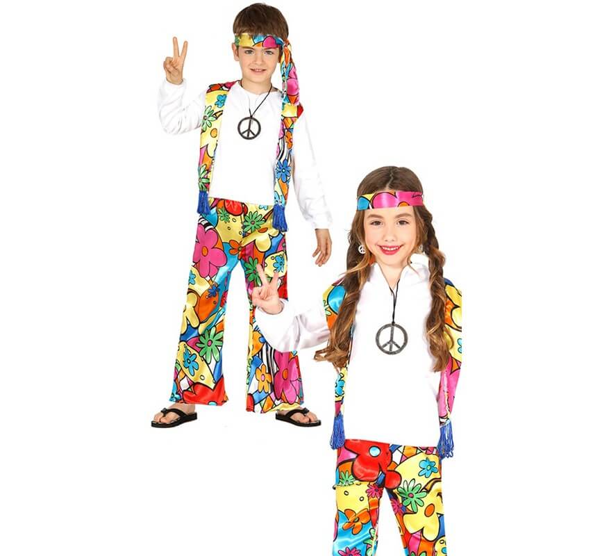 cruzar Comercio Plantación Disfraz de Hippie Florido para niños