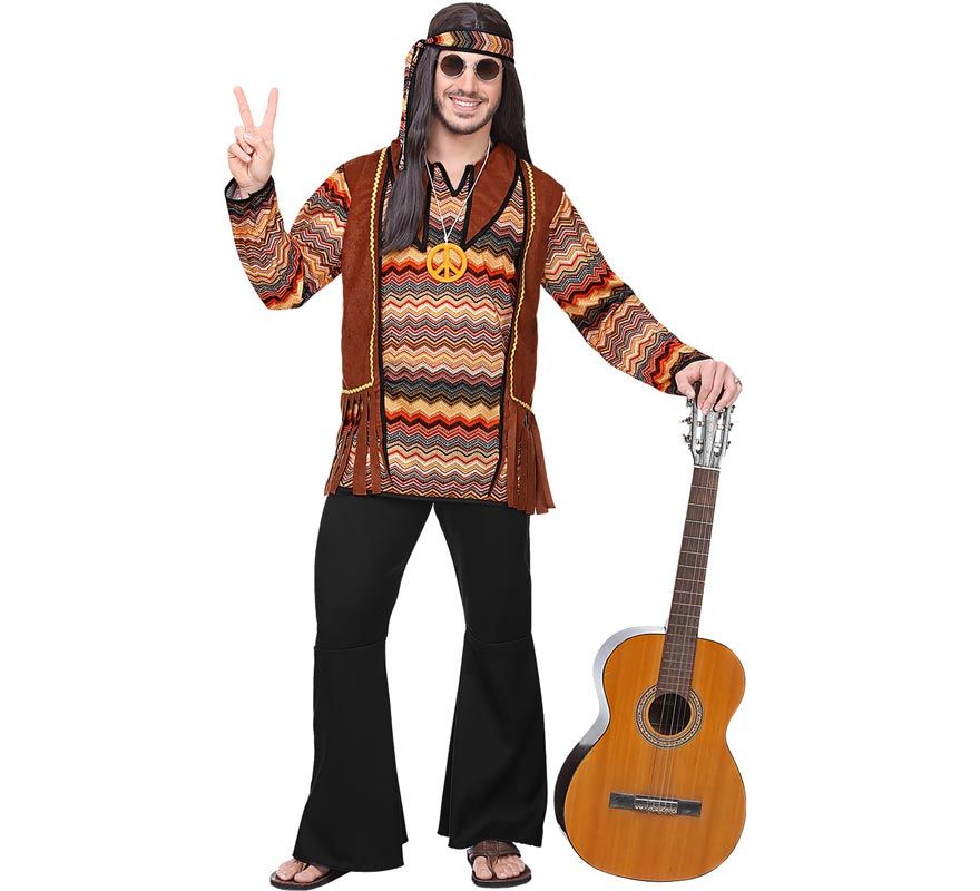 Fato de hippie com riscas coloridas para homem