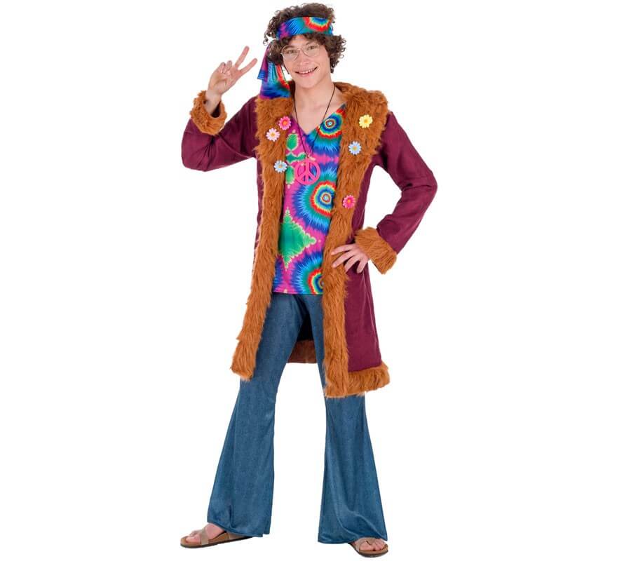Costume da Hippie bordeaux per uomo